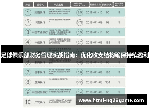 足球俱乐部财务管理实战指南：优化收支结构确保持续盈利